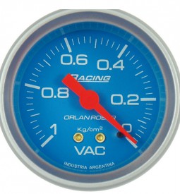 Instrumentales/ VACUOMETRO LINEA RACING 0-1 KG/CM² / FONDO AZUL - 52 MM. / Maromec un Aliado para tu Comercio