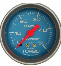 Instrumentales/ MANOMETRO PARA TURBO LINEA RACING 0-50 PSI / FONDO AZUL - 52 MM. / Maromec un Aliado para tu Comercio