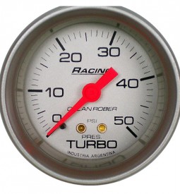 Instrumentales/ MANOMETRO PARA TURBO LINEA RACING 0-50 PSI / FONDO GRIS - 52 MM. / Maromec un Aliado para tu Comercio