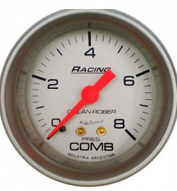 Instrumentales/ INDICADOR DE PRESION DE COMBUSTIBLE UNIVERSAL LINEA RACING 0-8 KG/CM² / FONDO GRIS - 52 MM. / Maromec un Aliado para tu Comercio