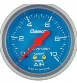 Instrumentales/ INDICADOR DE PRESION DE AIRE UNIVERSAL LINEA RACING 0-10 KG/CM² / FONDO AZUL - 52 MM. / Maromec un Aliado para tu Comercio