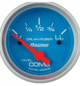 Instrumentales/ INDICADOR DE NIVEL DE COMBUSTIBLE 12V / FONDO AZUL - 52 MM. - RESISTENCIA V180 / Maromec un Aliado para tu Comercio