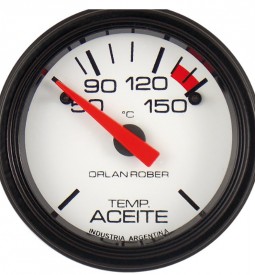 Instrumentales/ INDICADOR DE TEMPERATURA DE ACEITE ELECTRICO 12V 50-150º / FONDO BLANCO - 52 MM. / Maromec un Aliado para tu Comercio