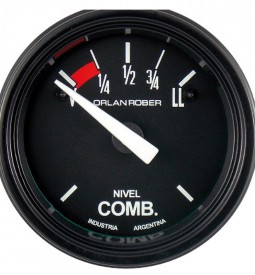 Instrumentales/ INDICADOR DE NIVEL DE COMBUSTIBLE 12V / FONDO NEGRO - 52 MM. - RESISTENCIA V70 / Maromec un Aliado para tu Comercio