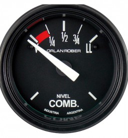 Instrumentales/ INDICADOR DE NIVEL DE COMBUSTIBLE 12V / FONDO NEGRO - 52 MM. - RESISTENCIA V5 - LL 100 / Maromec un Aliado para tu Comercio