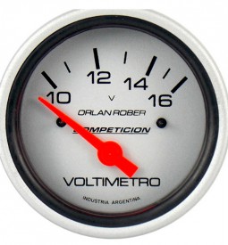 Instrumentales/ VOLTIMETRO UNIVERSAL LINEA COMPETICION 12V / ESCALA 10/16 - FONDO GRIS - 60 MM. / Maromec un Aliado para tu Comercio