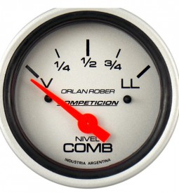 Instrumentales/ INDICADOR DE NIVEL DE COMBUSTIBLE 12V LINEA COMPETICION / FONDO GRIS - 60 MM. - RESISTENCIA V70 / Maromec un Aliado para tu Comercio