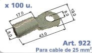 Terminales De Instalacion/ TERMINAL OJAL COBRE ESTANADO 25 MM. / Maromec un Aliado para tu Comercio